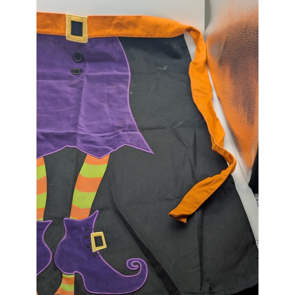Halloween Kitchen Half Apron Adult Witch 100% Cotton Purple Orange Black by Ritz - Picture 3 of 4